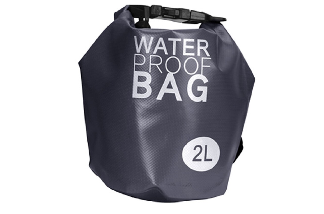 Geanta de plaja impermeabila si plutitoare 2 L, Waterproof Floating, polivinil, negru - imagine 3